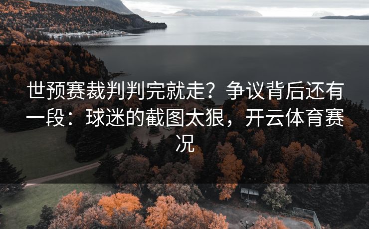 世预赛裁判判完就走?争议背后还有一段:球迷的截图太狠,开云体育赛况